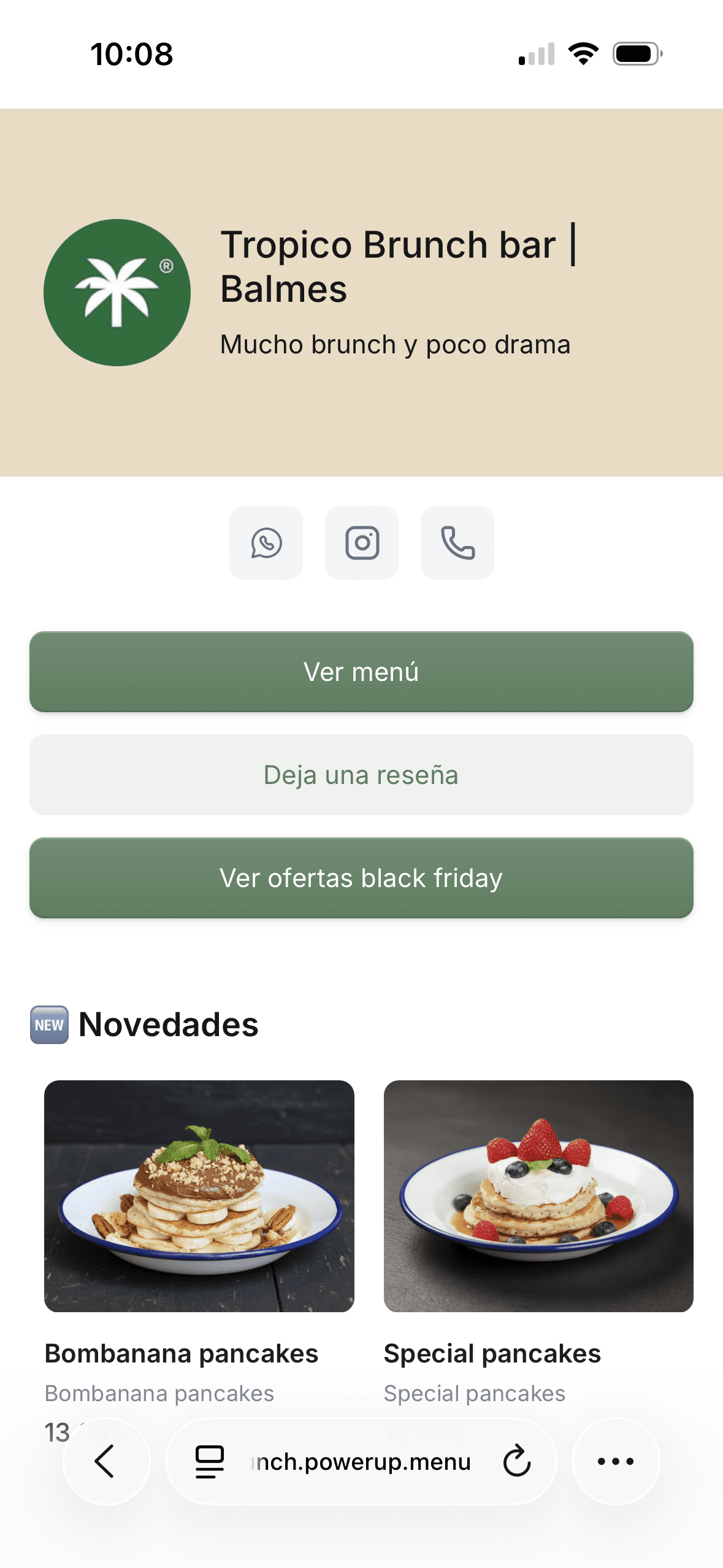 Ejemplo de web de restaurante